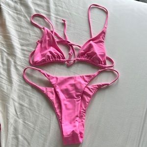 Zaful String Bikini Size Large Color Bright Pink